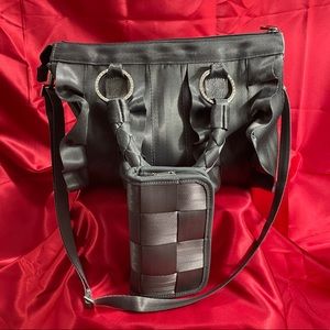 Harveys Seat Belt, Gray Lola purse and wallet.